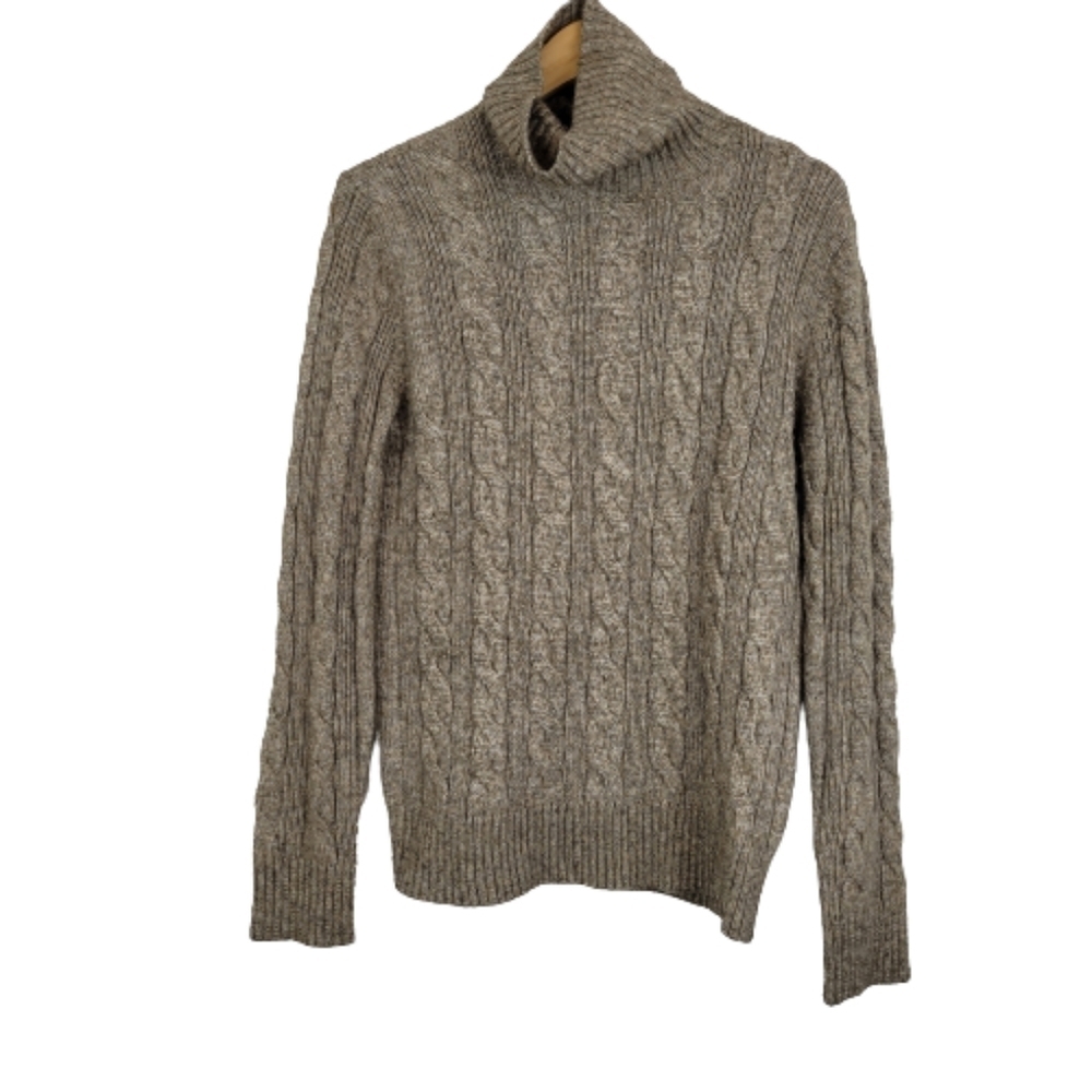 Express brown turtleneck cable knit wool sweater